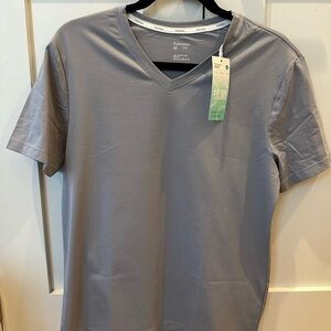 Men's PurCotton Gray V-Neck Shirt